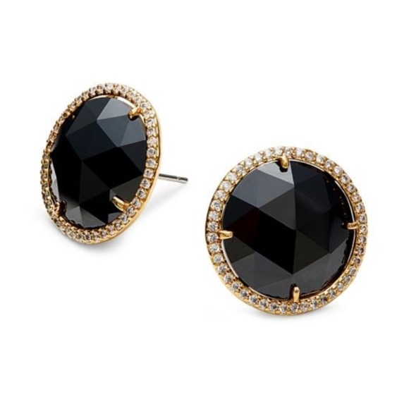 Brand New KATE SPADE She Has Spark Goldtone Metal & Black Crystal Stud Earrings - Picture 3 of 12